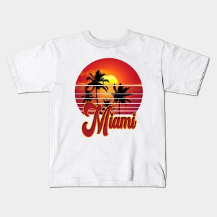 Miami Retro Vintage Sunset Beach 70s 80s Kids T-Shirt